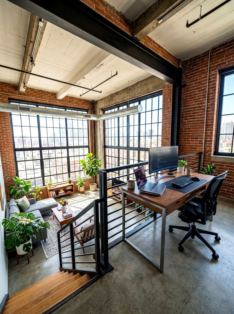 Loft Workspace - 30 work from home office ideas