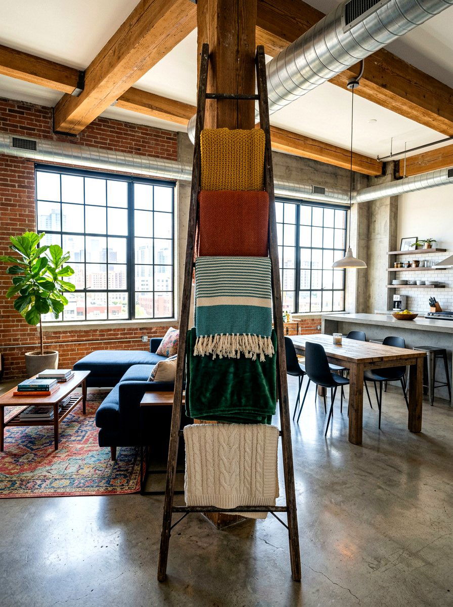 Loft apartment blanket ladder - 30 corner ladder blanket ideas