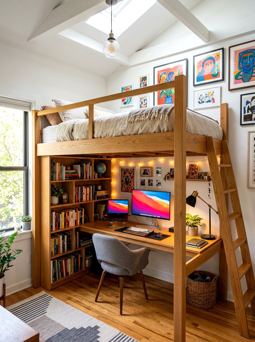 Loft bed desk setup - 30 furniture arrangement ideas