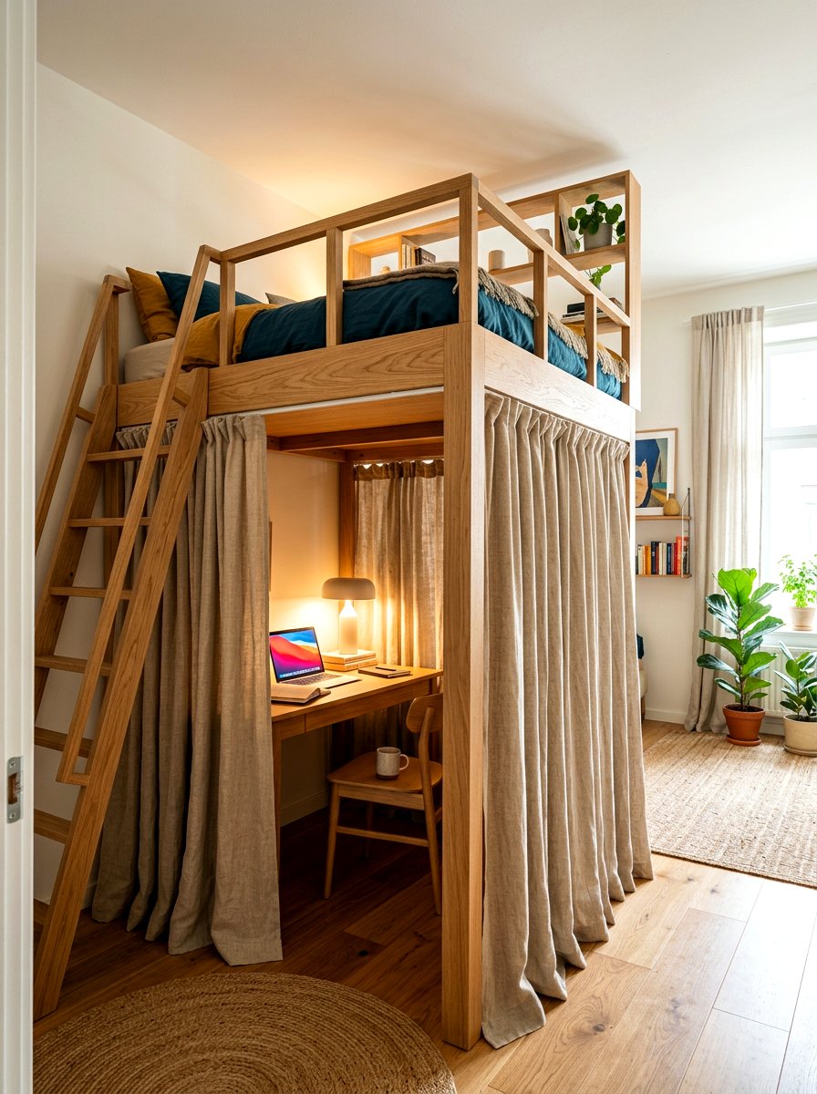Loft bed with curtains - 30 loft bed ideas