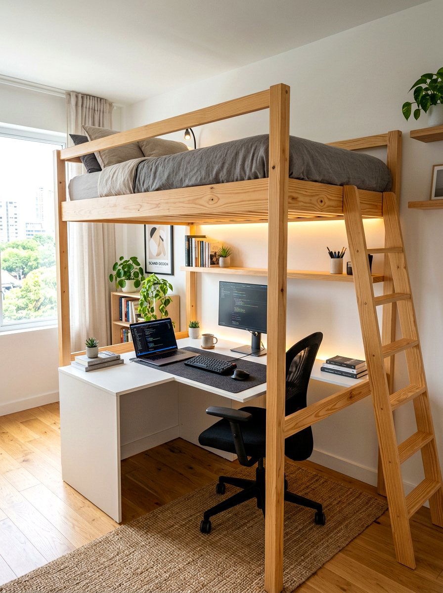 Loft bed with desk - 30 boys bedroom decor ideas