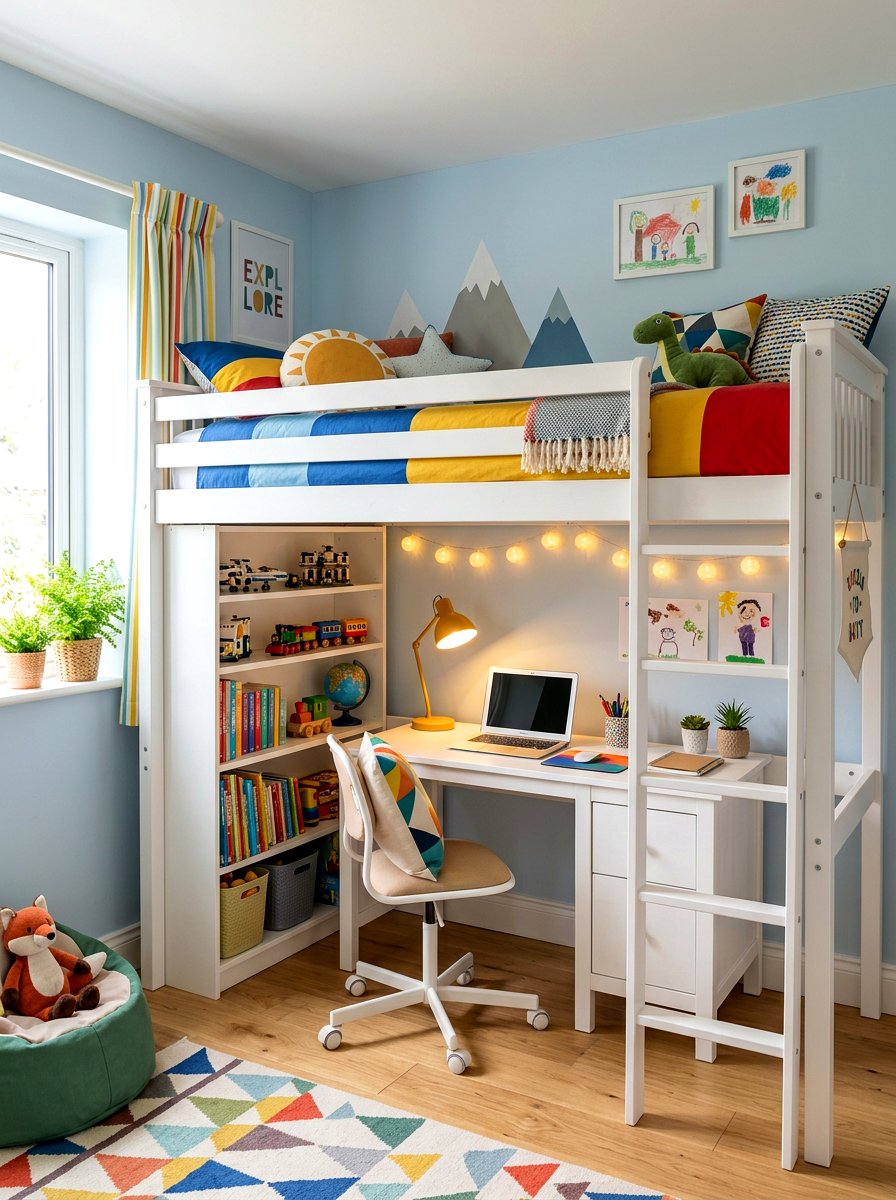 Loft bed with desk - 30 homework nook ideas