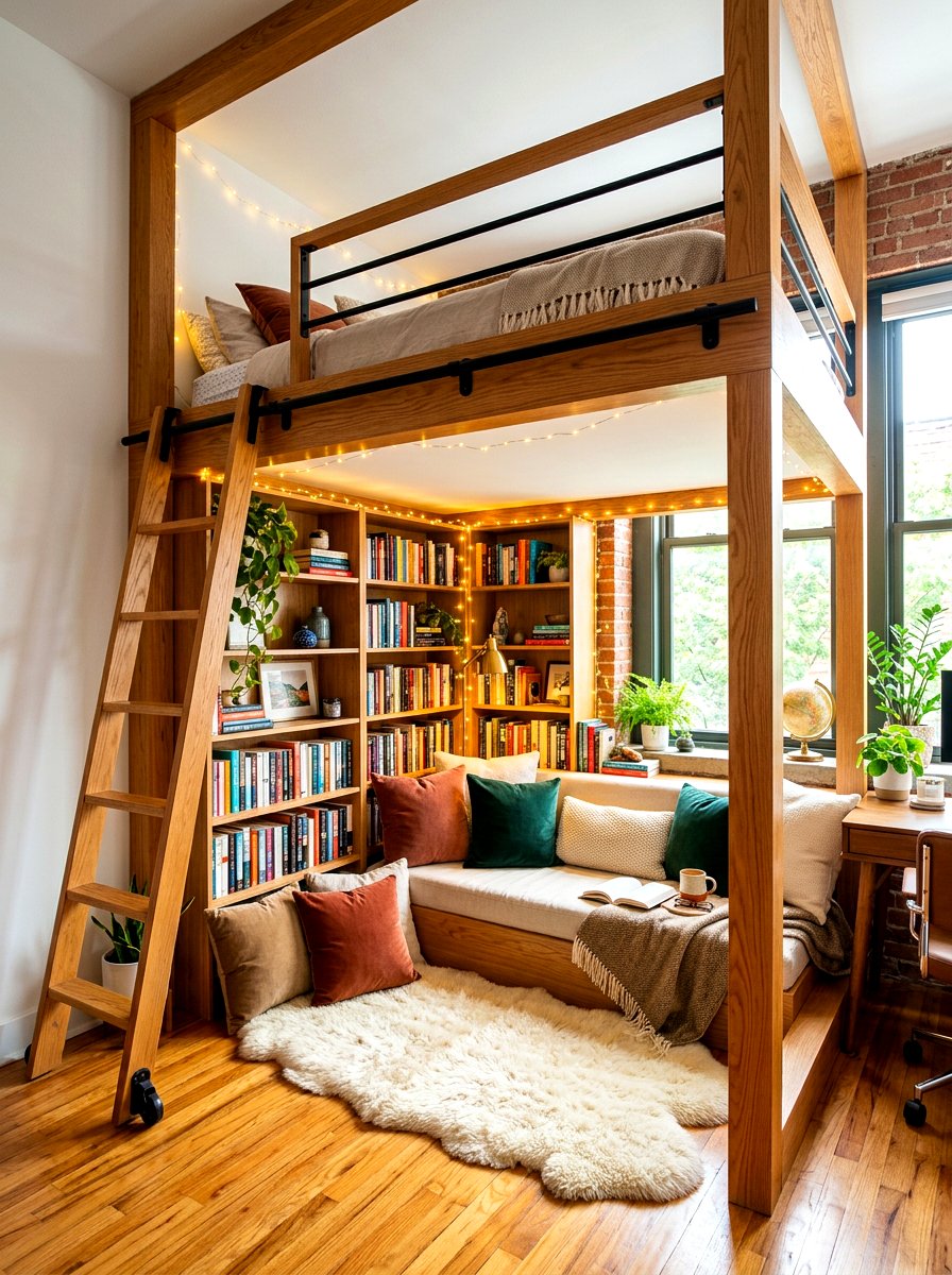 Loft bed with reading nook - 30 loft bed ideas