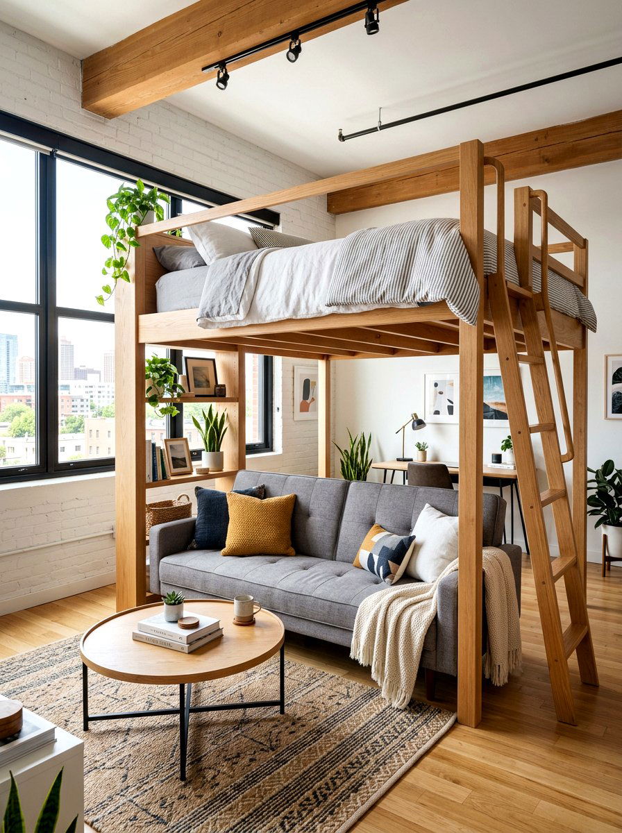 Loft bed with sofa - 30 loft bed ideas