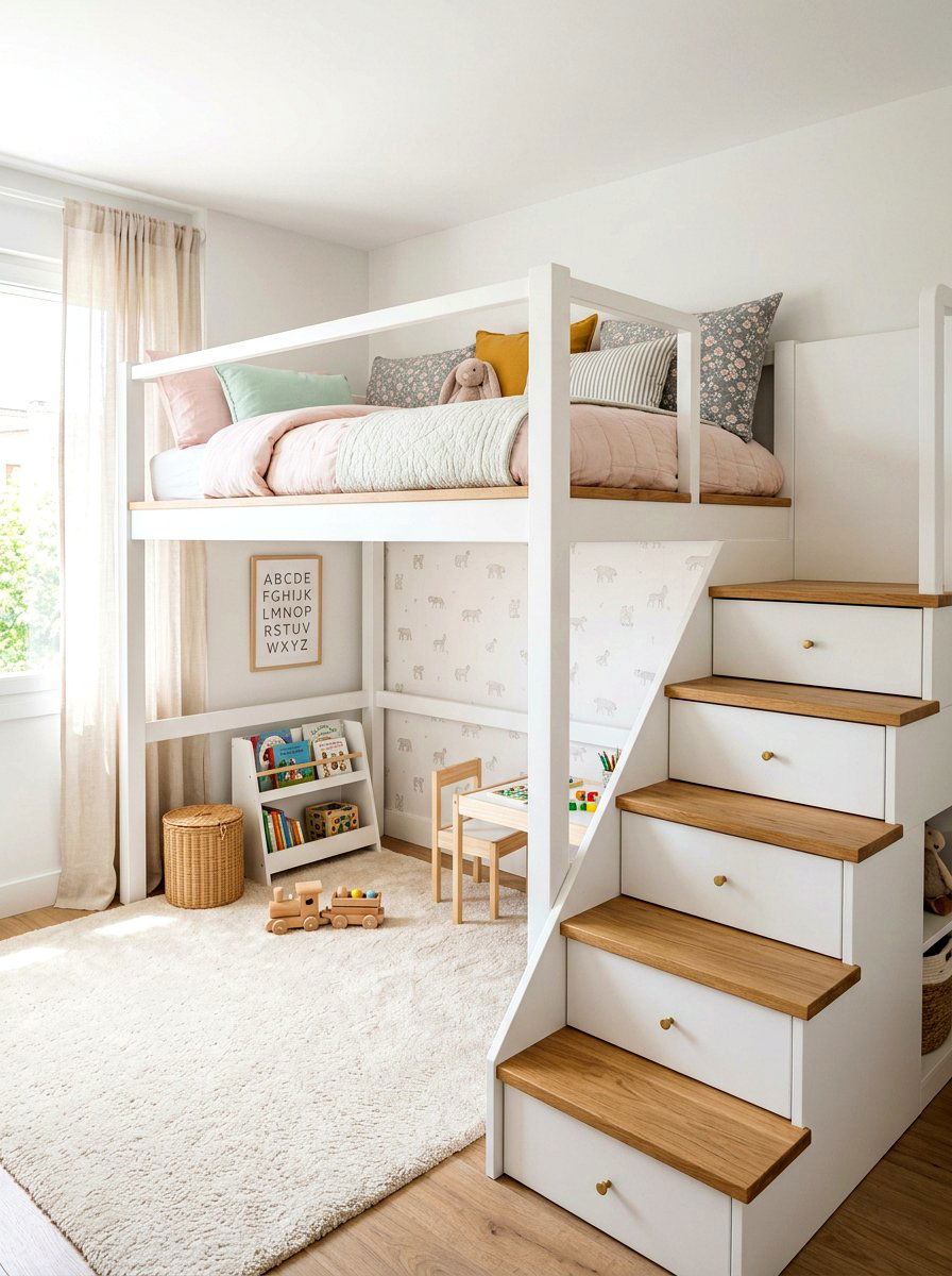 Loft bed with stairs - 30 loft bed ideas