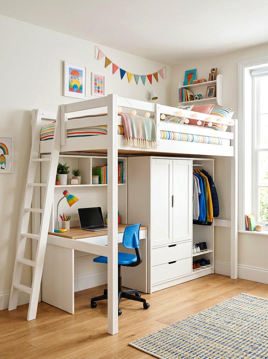 Loft bed with storage underneath - 30 minimalist bedroom storage ideas