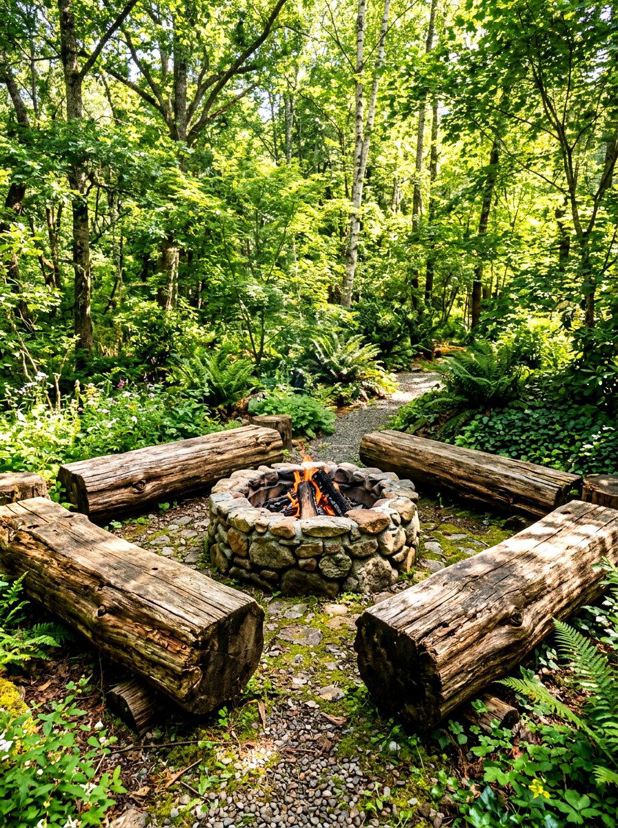Log Bench Seating - 30 repurposed garden decor ideas