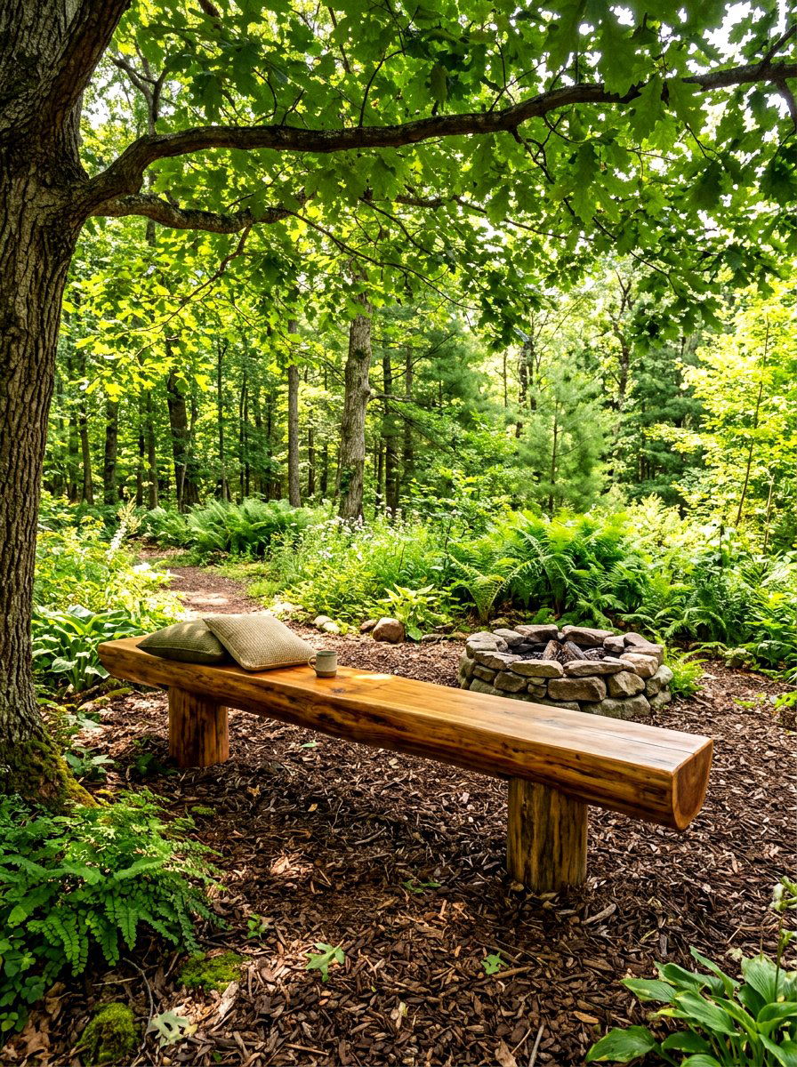 Log Bench Seating - 30 budget garden ideas