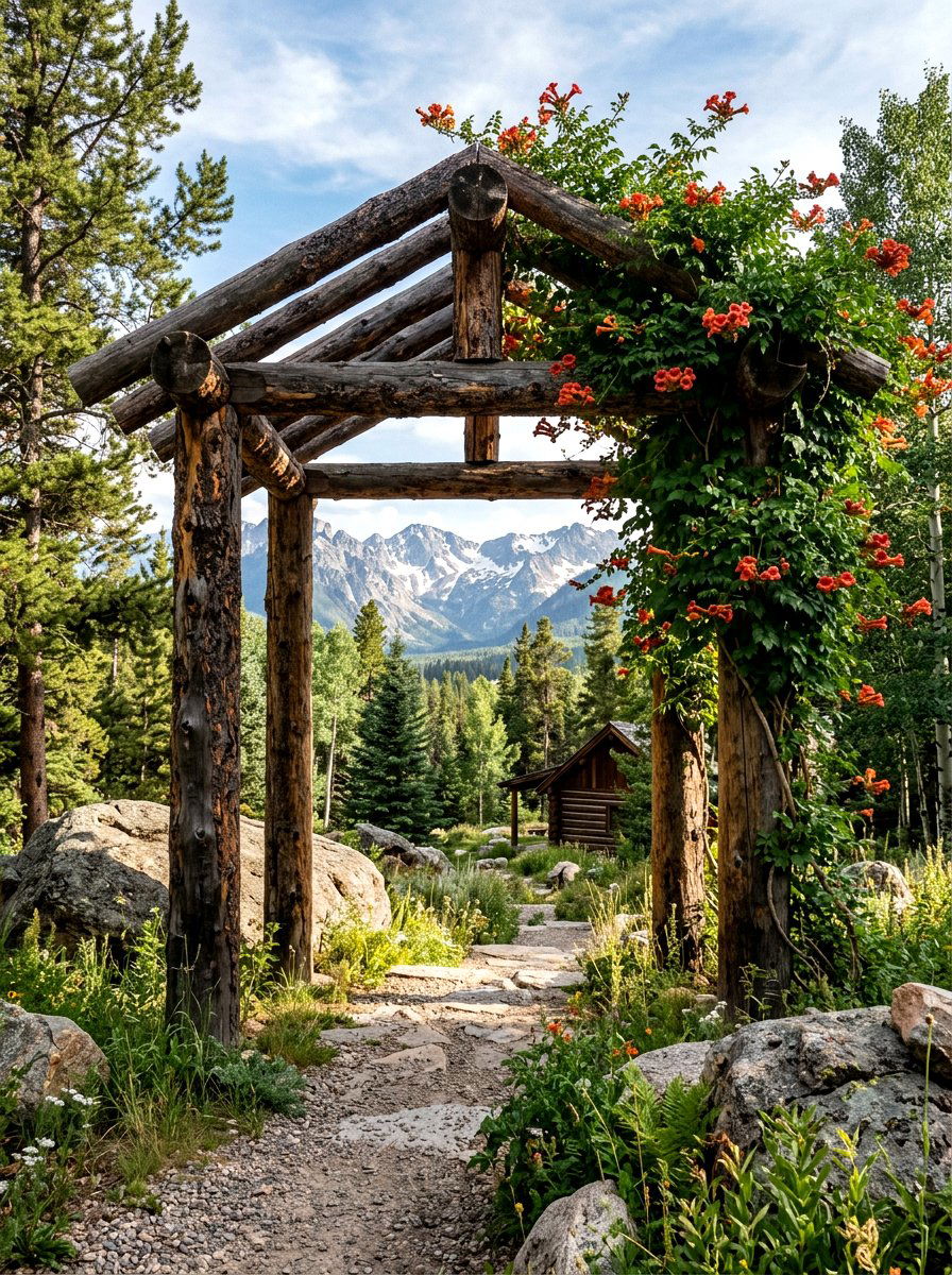 Log Cabin Arbor - 30 garden arbor ideas