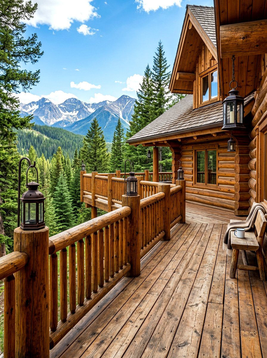 Log Cabin Deck - 30 rustic deck ideas