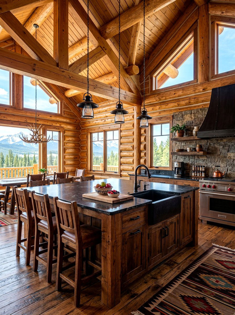 Log Cabin Kitchen - 30 rustic kitchen ideas
