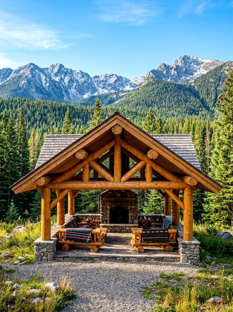 Log Cabin Pavilion - 30 rustic pavilion ideas