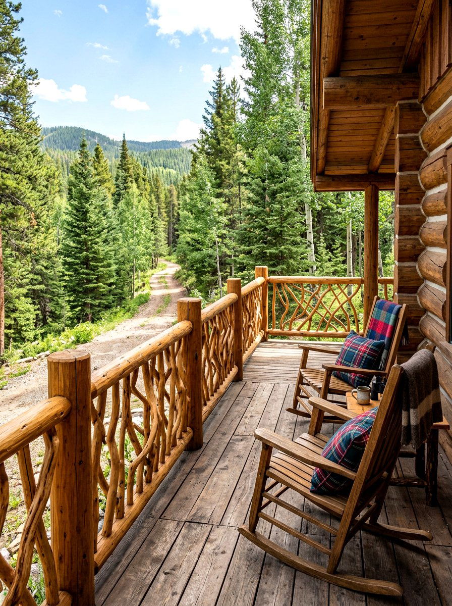Log Cabin Railing - 30 chalet porch ideas