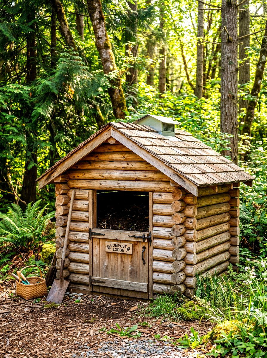 Log Cabin Style Compost Bin - 30 compost bin ideas