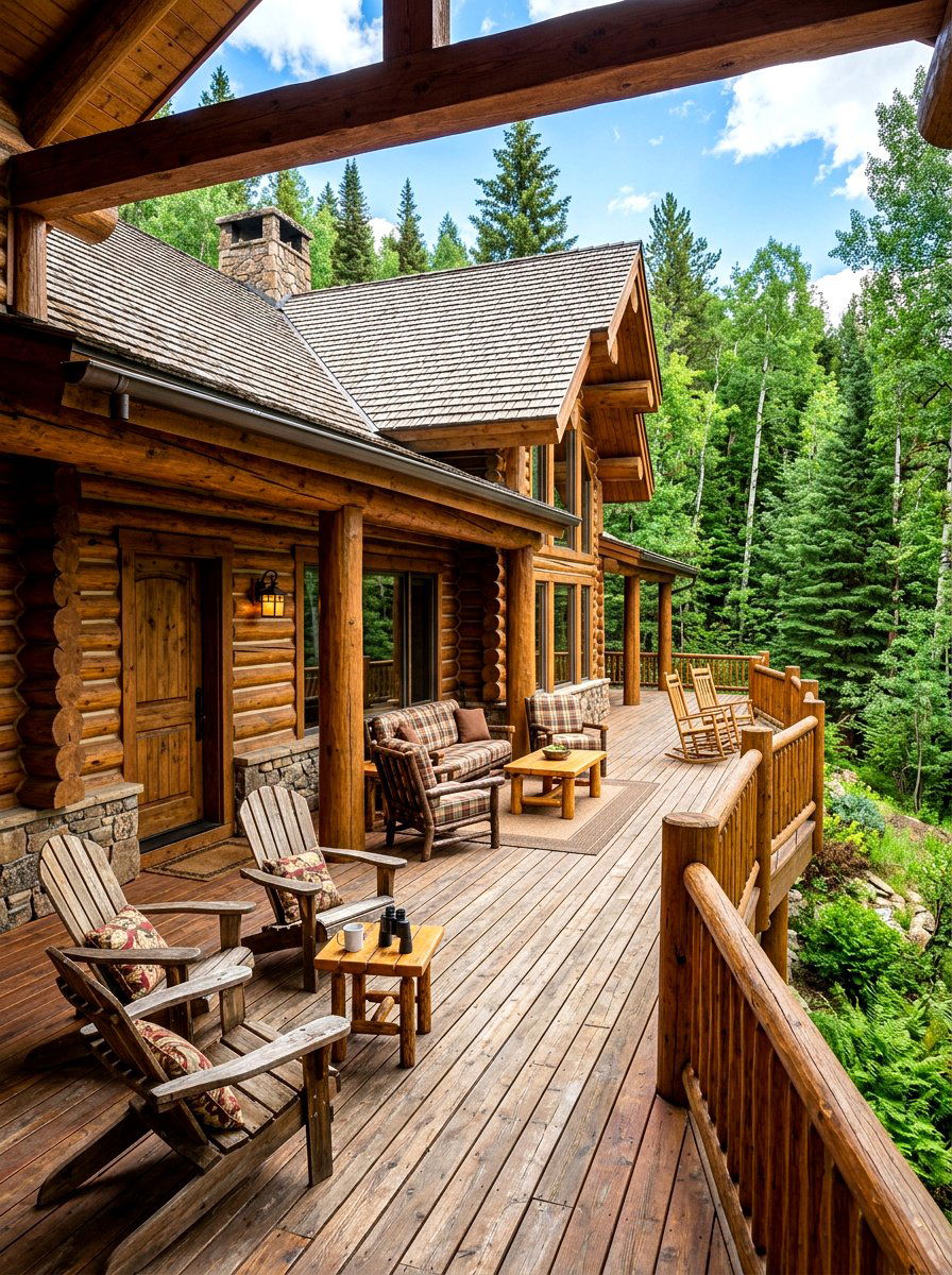 Log Cabin Wrap Around Porch - 30 cabin front porch ideas