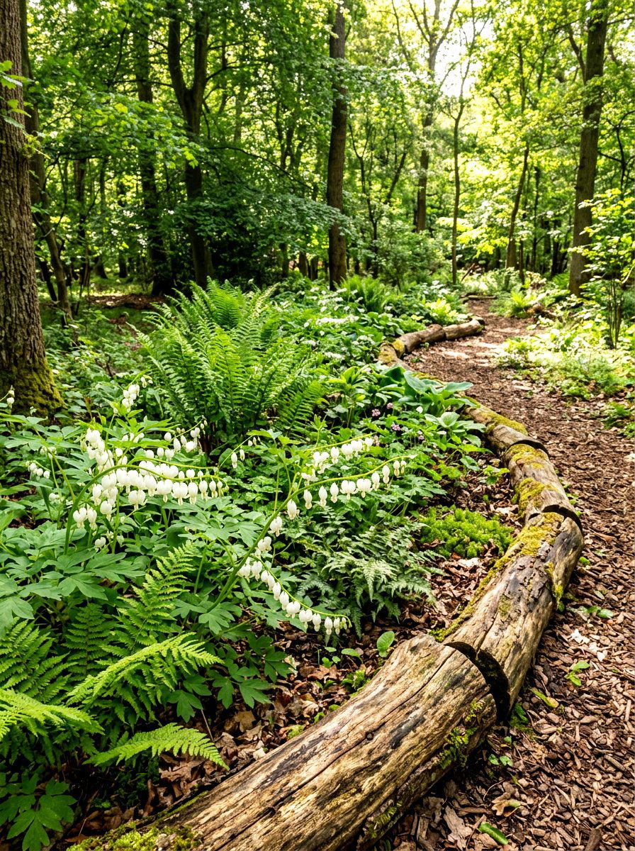 Log Edged Flower Bed - 30 budget flower bed ideas