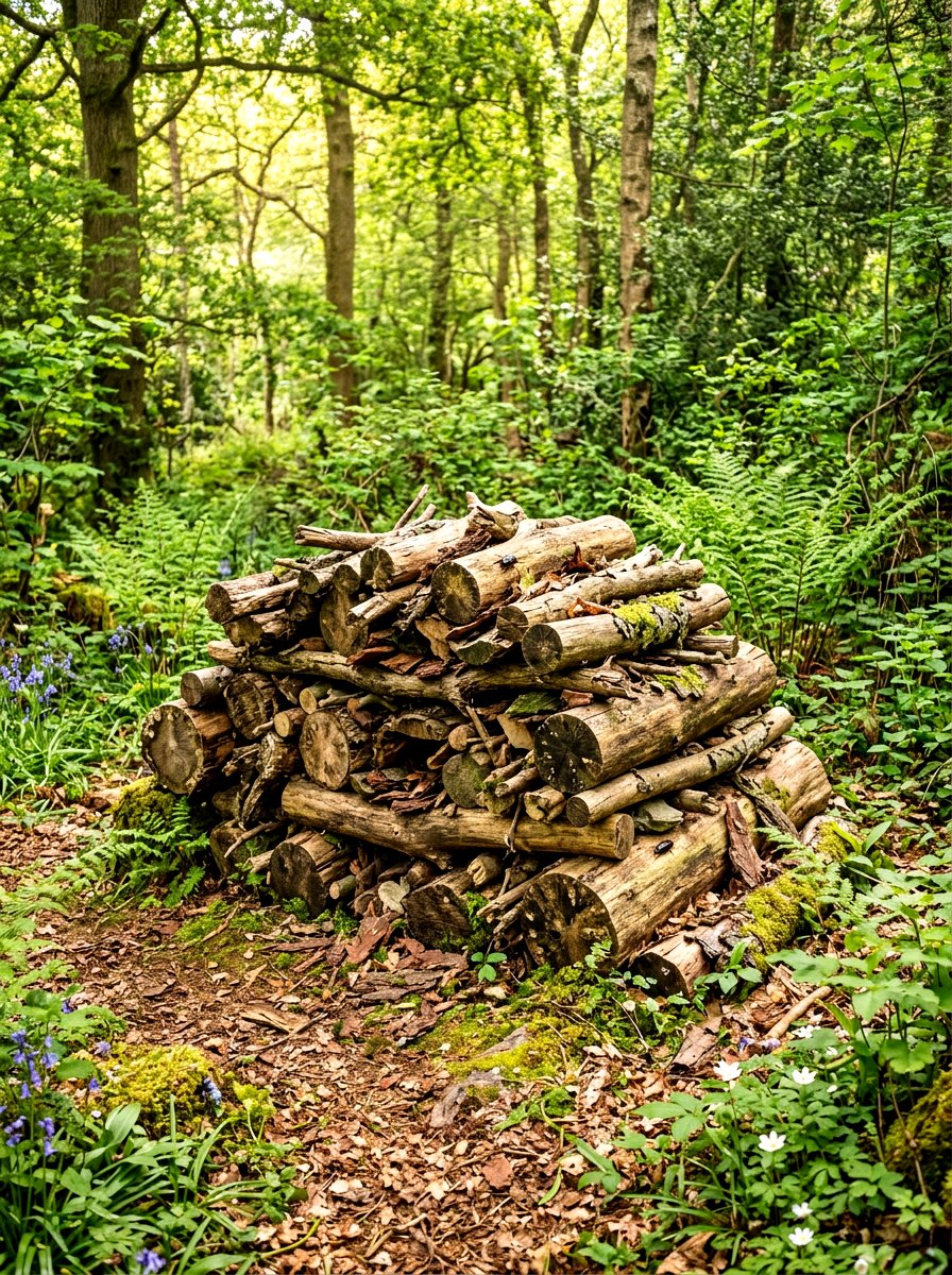 Log Pile Bug Habitat - 30 insect hotel ideas