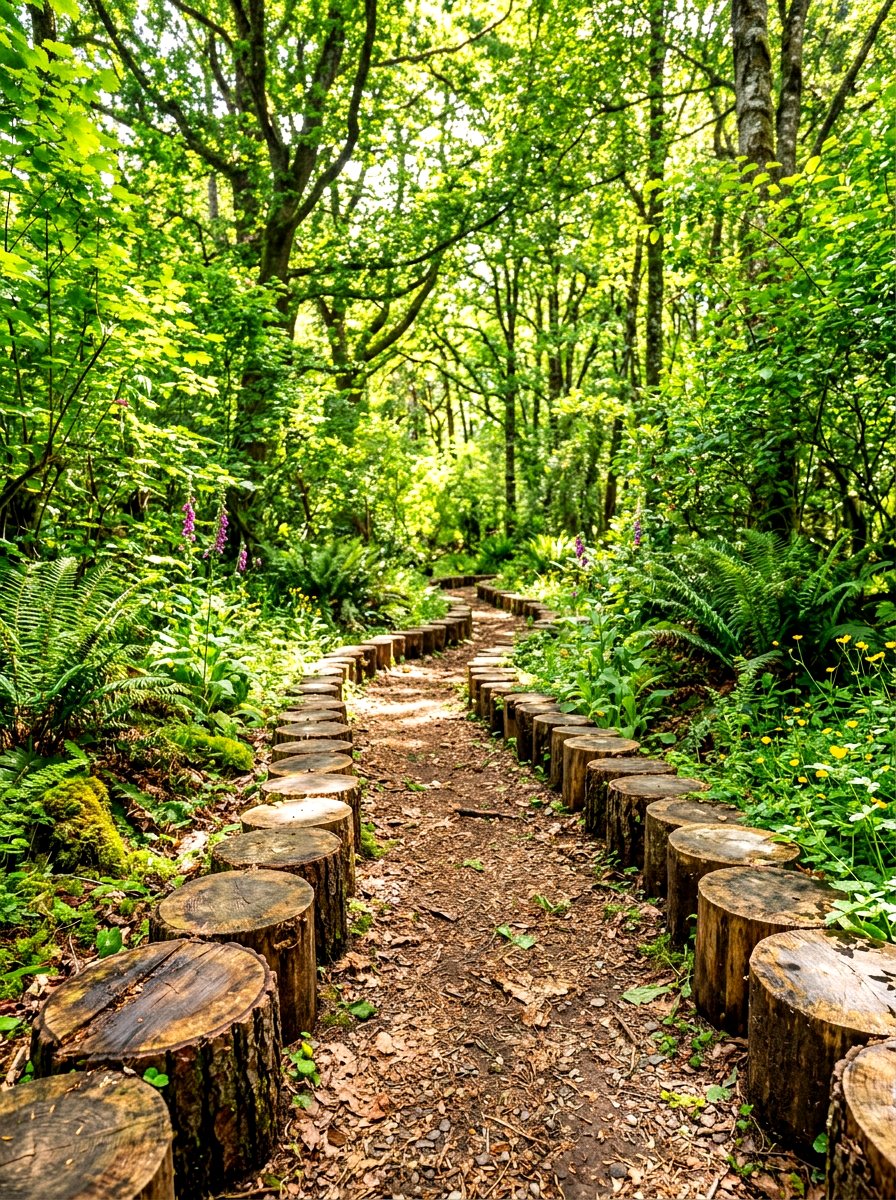 Log Slice Edging - 30 flower bed edging ideas