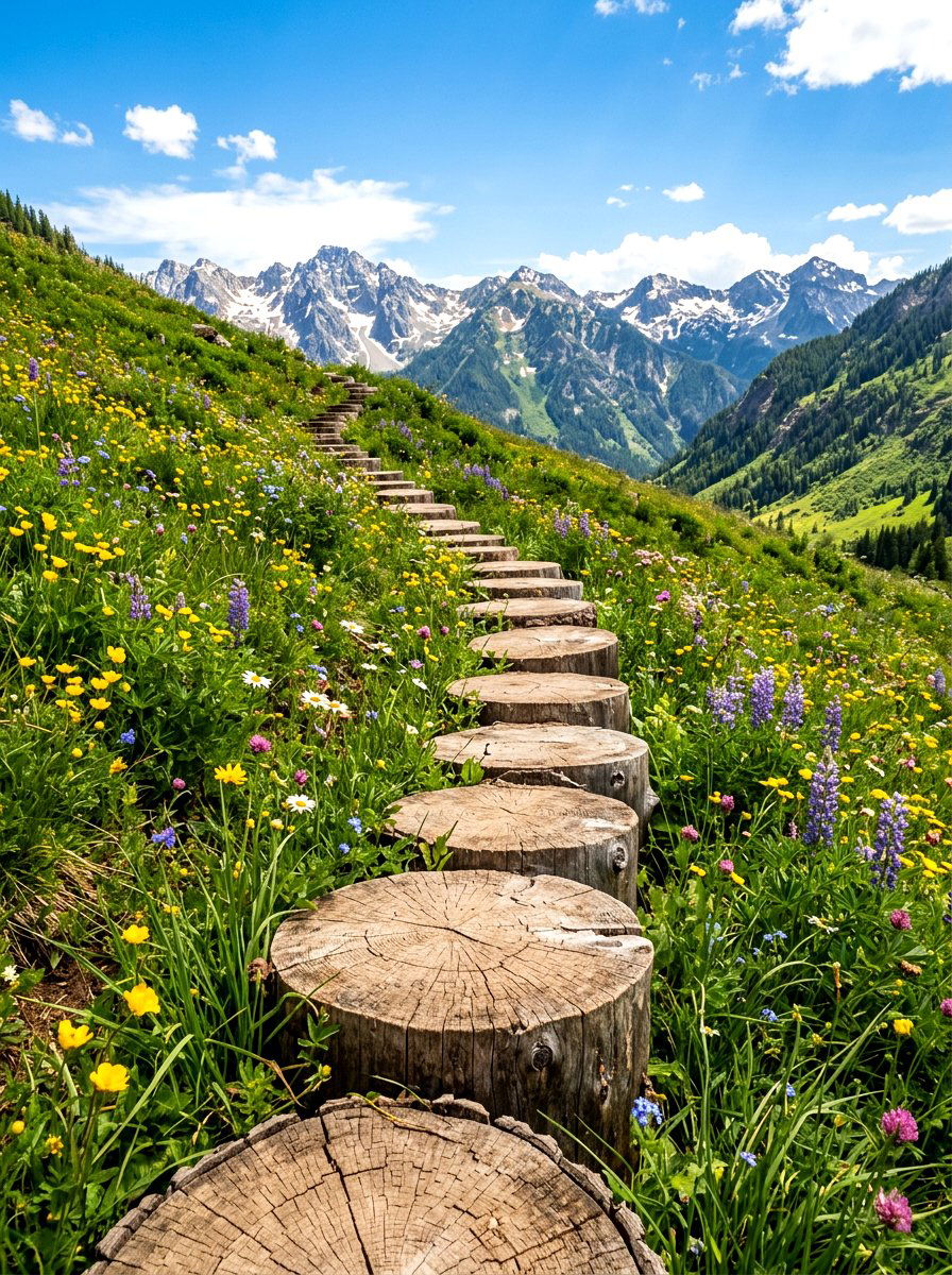 Log Slice Steps - 30 stepping stone walkway ideas