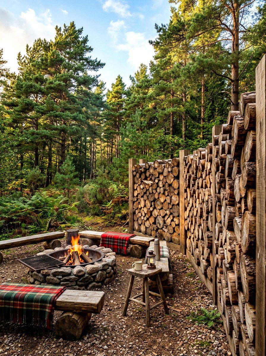 Log Stack Wall - 30 garden fence ideas