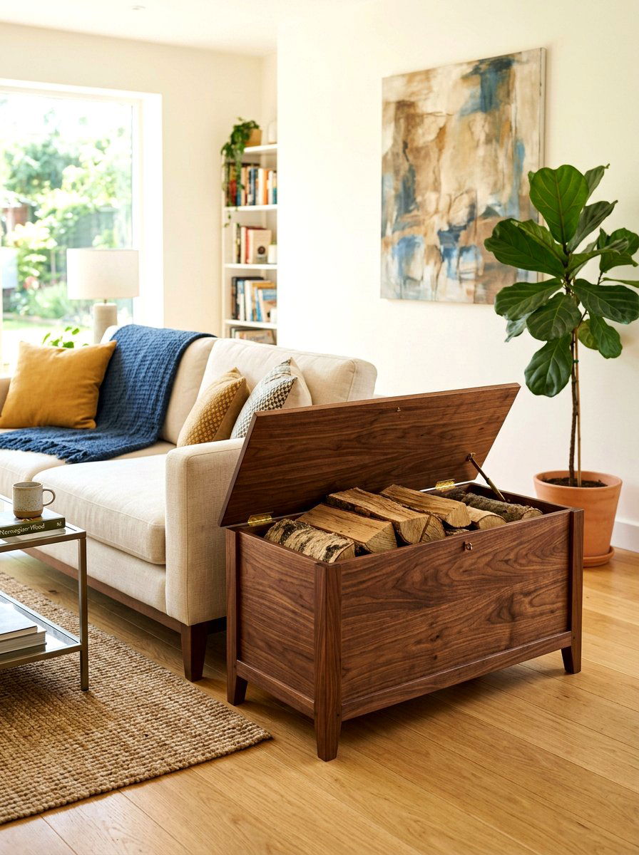 Log Storage Box - 30 firewood rack ideas