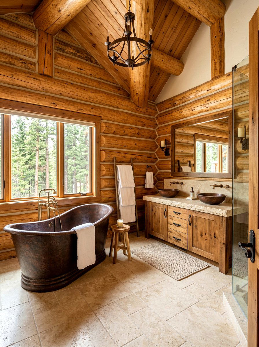 Log cabin bathroom - 30 rustic bathroom ideas