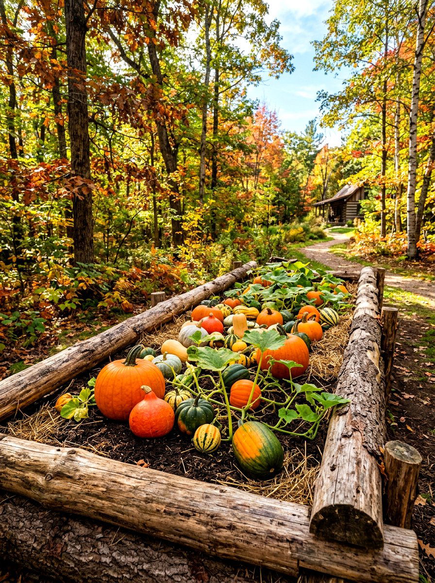 Log garden beds - 30 raised vegetable garden ideas