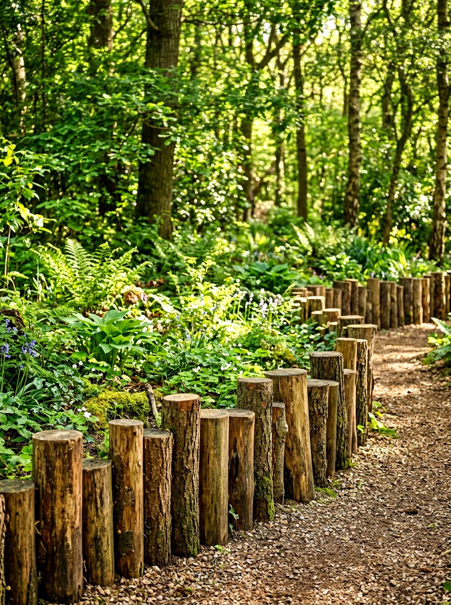 Log lawn borders - 30 lawn edging ideas