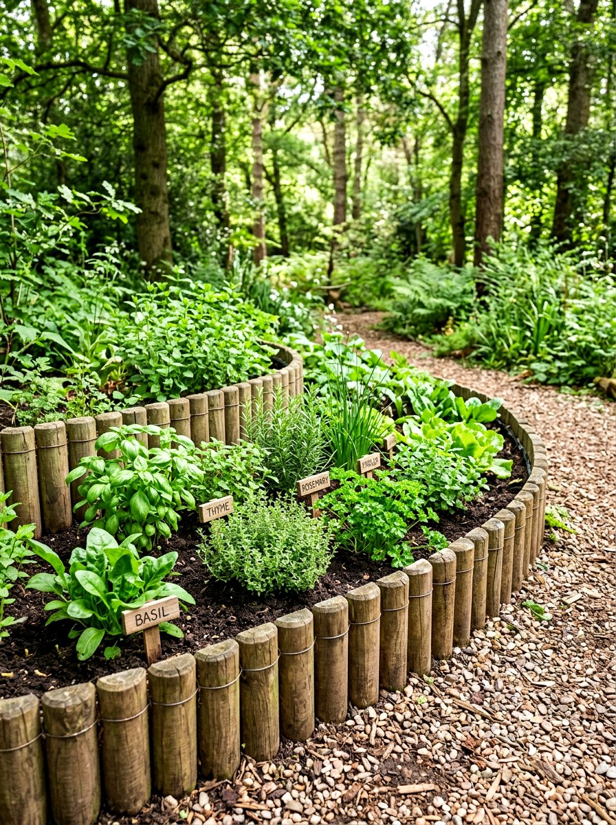 Log roll edging - 30 vegetable garden border ideas