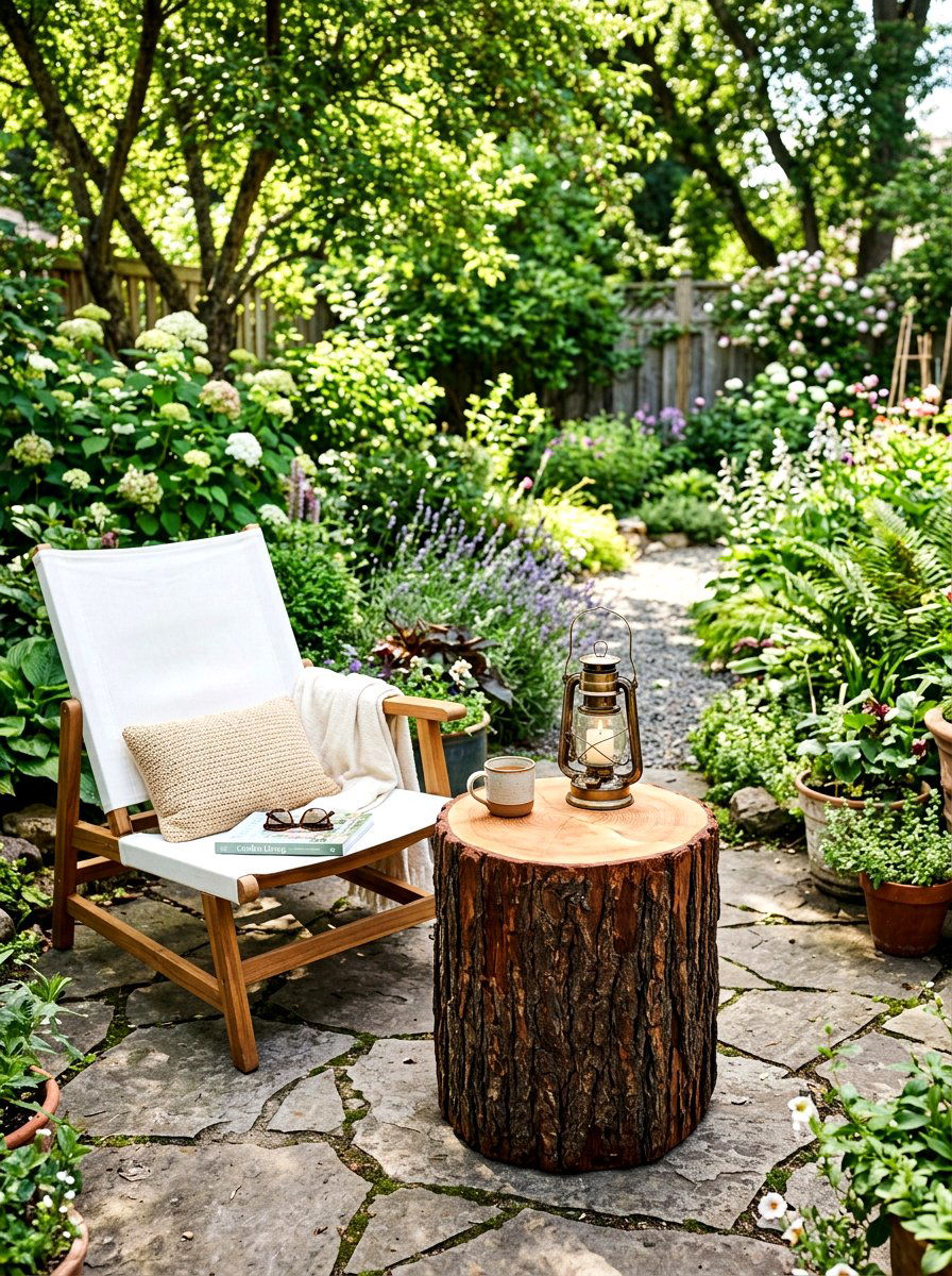 Log side table - 30 boho outdoor furniture ideas