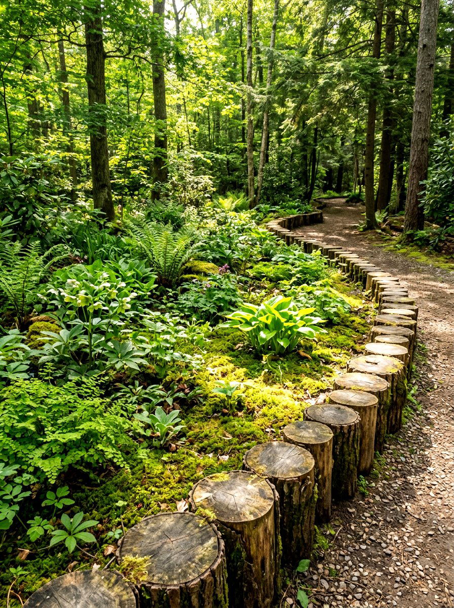 Log slice border - 30 garden edging ideas
