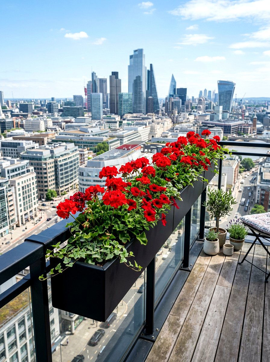 Long Black Metal Balcony Planter - 30 metal planter ideas