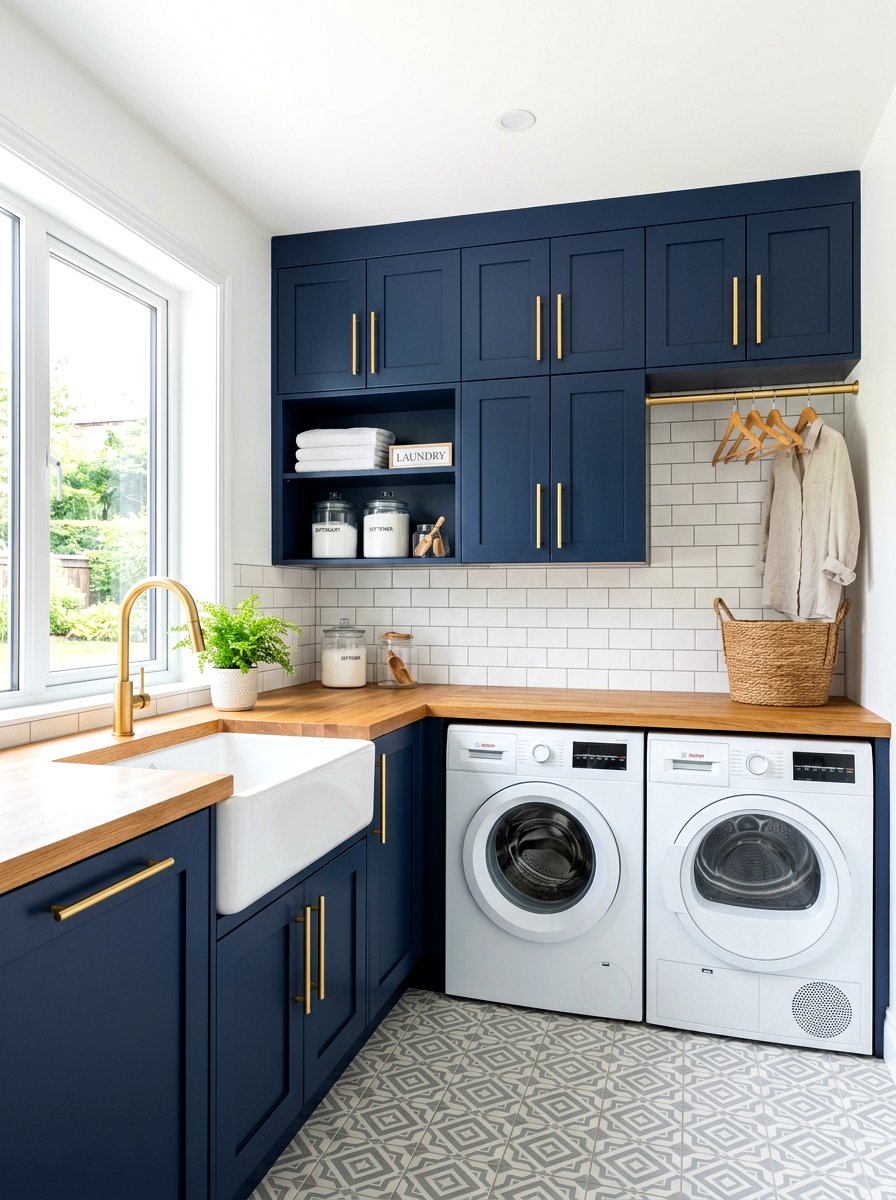 Long Brushed Gold Pulls Laundry - 30 long pull cabinet ideas