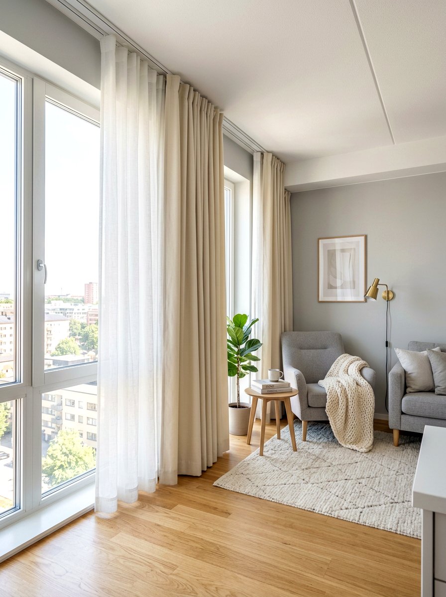 Long Curtain - 30 micro apartment decor ideas