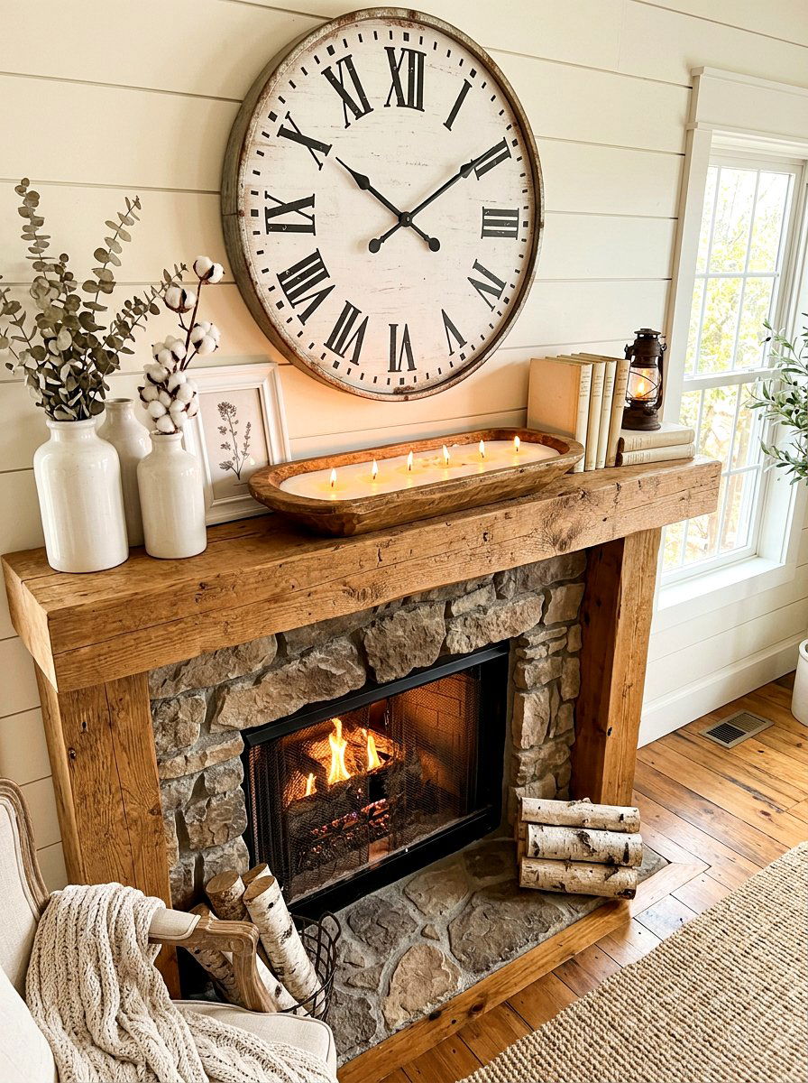 Long Dough Bowl Candle - 30 mantel candle styling ideas
