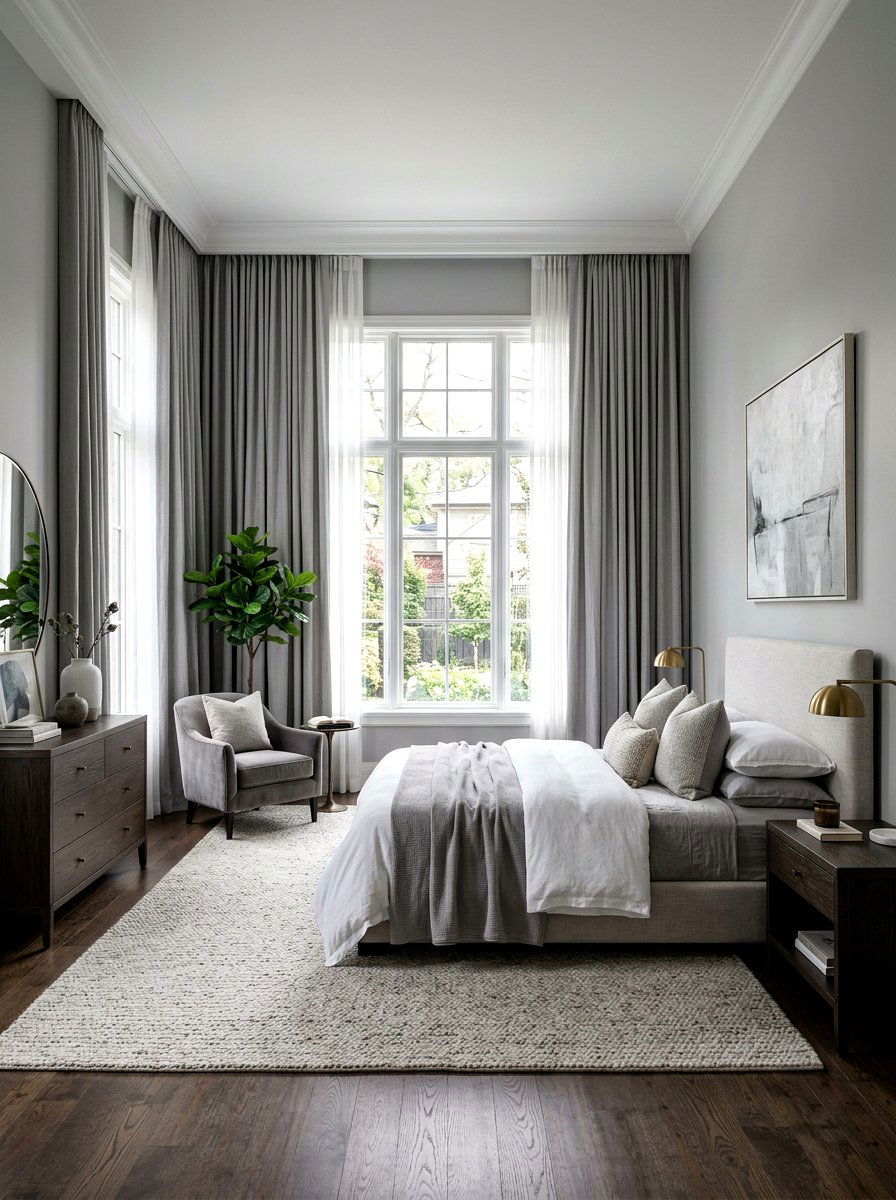 Long Drapery Bedroom - 30 quiet luxury master bedroom ideas