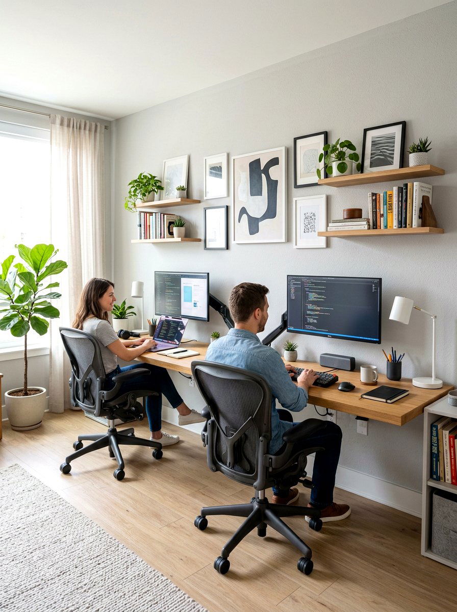 Long Floating Desk For Two - 30 wall desk ideas
