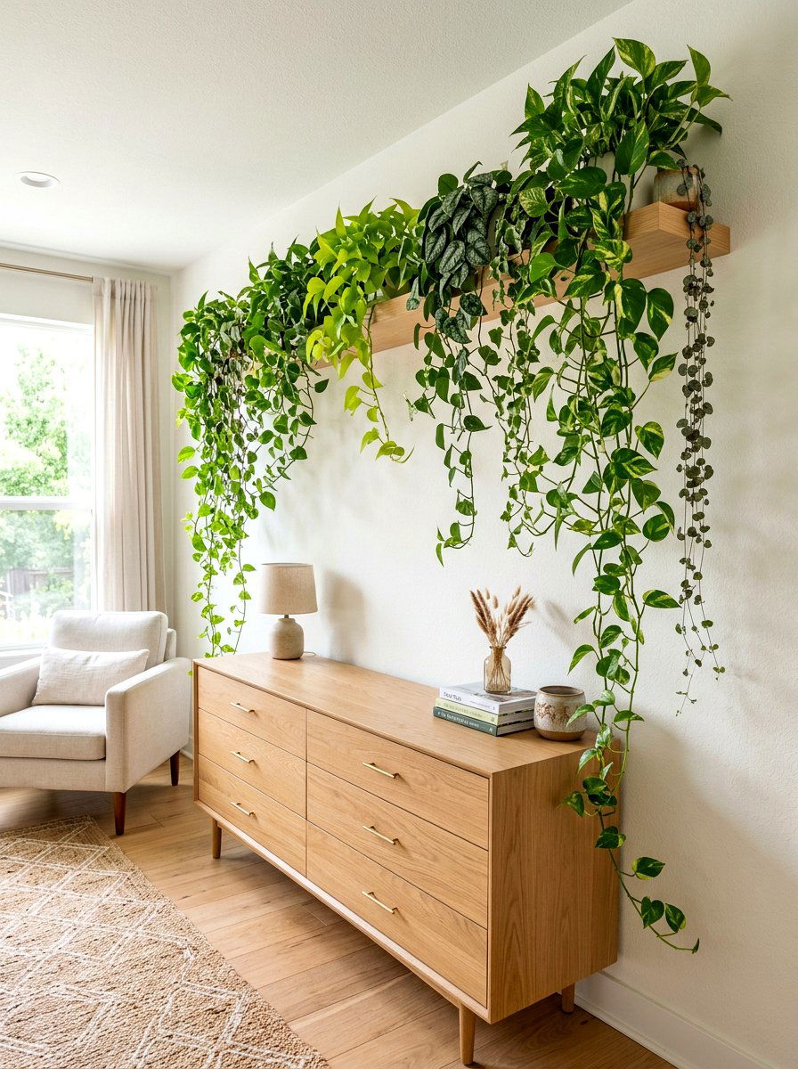 Long Floating Shelf For Trailing Plants - 30 bedroom plant shelf ideas