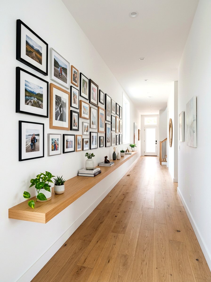 Long Hallway Floating Shelf - 30 floating entry shelf ideas