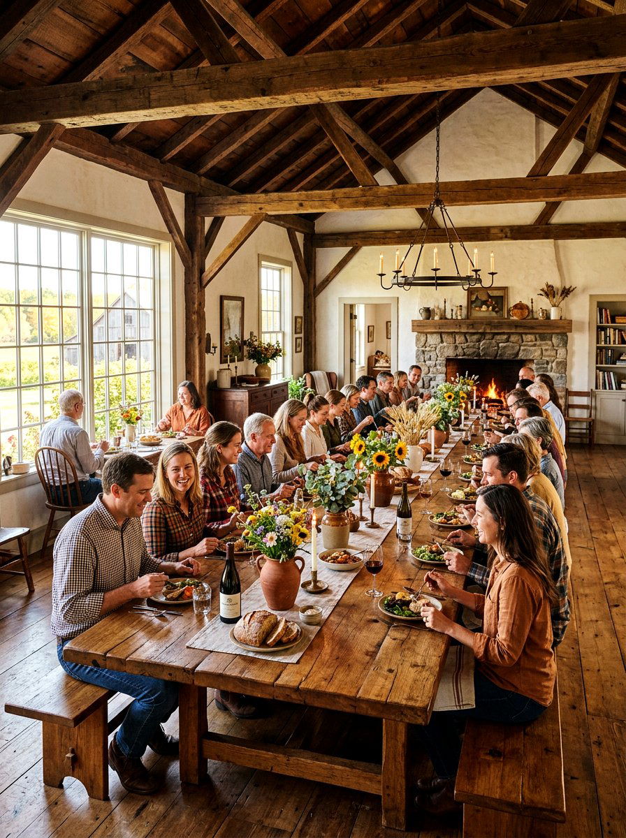 Long Harvest Table Room - 30 Tuscan supper room ideas