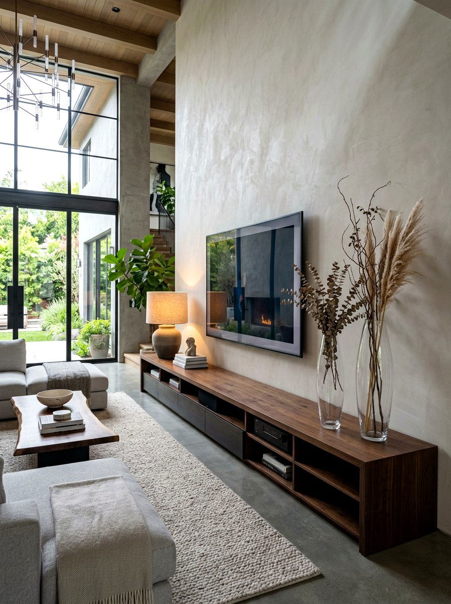 Long Low Profile Media Bench - 30 TV over console ideas