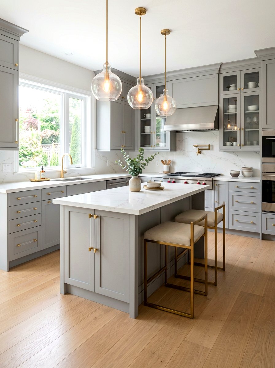 Long Lucite Brass Pulls Kitchen - 30 long pull cabinet ideas