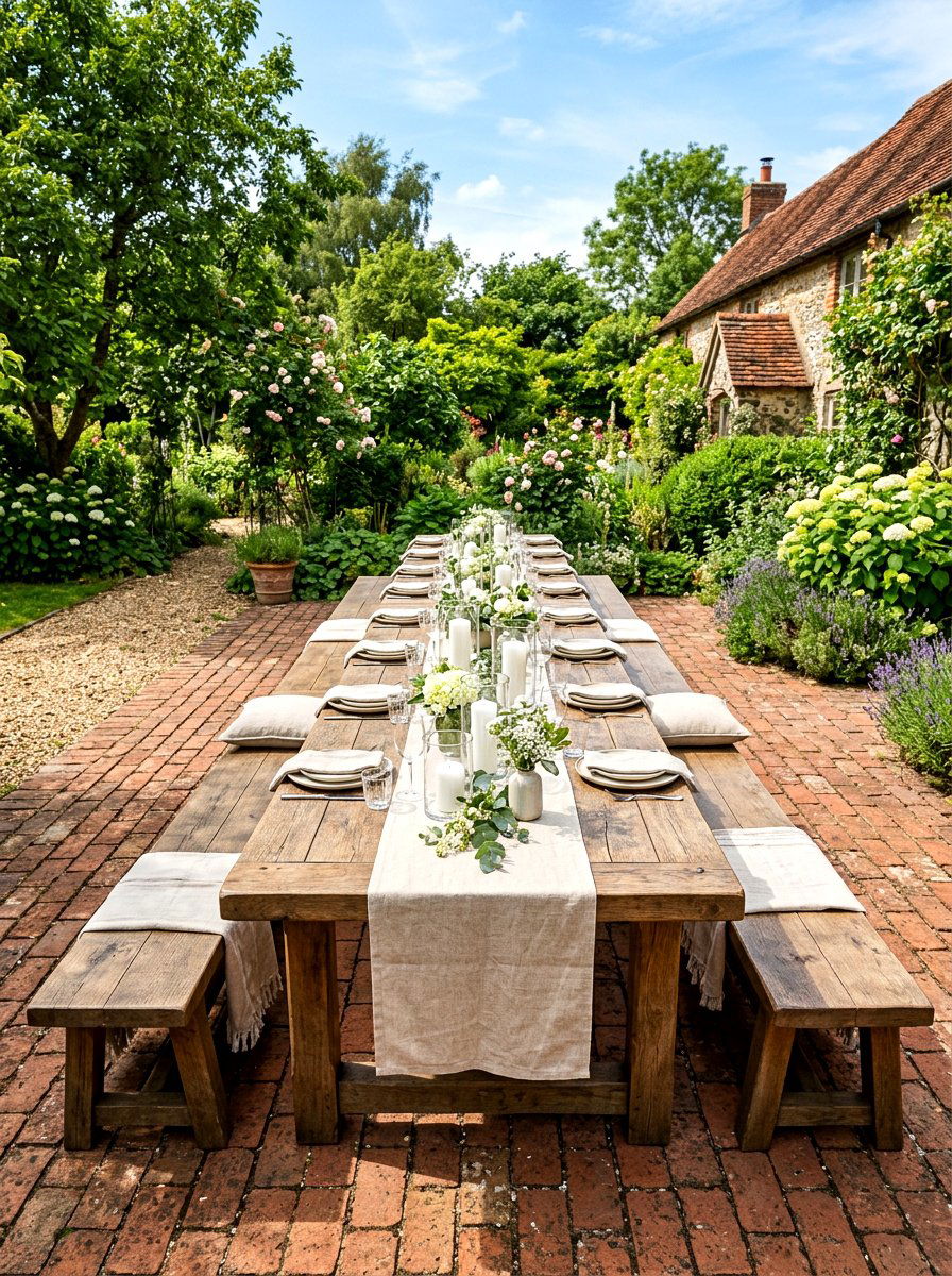 Long Wooden Table - 30 backyard hosting aesthetic ideas