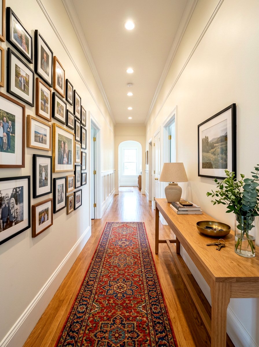 Long hallway console table layout - 30 furniture arrangement ideas