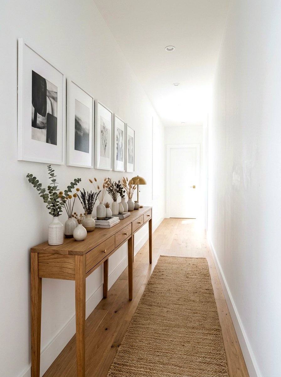 Long narrow hallway console - 30 foyer console styling ideas