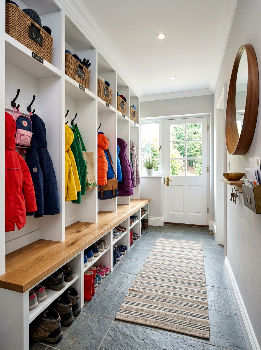 Long narrow mudroom locker - 30 narrow room decorating ideas