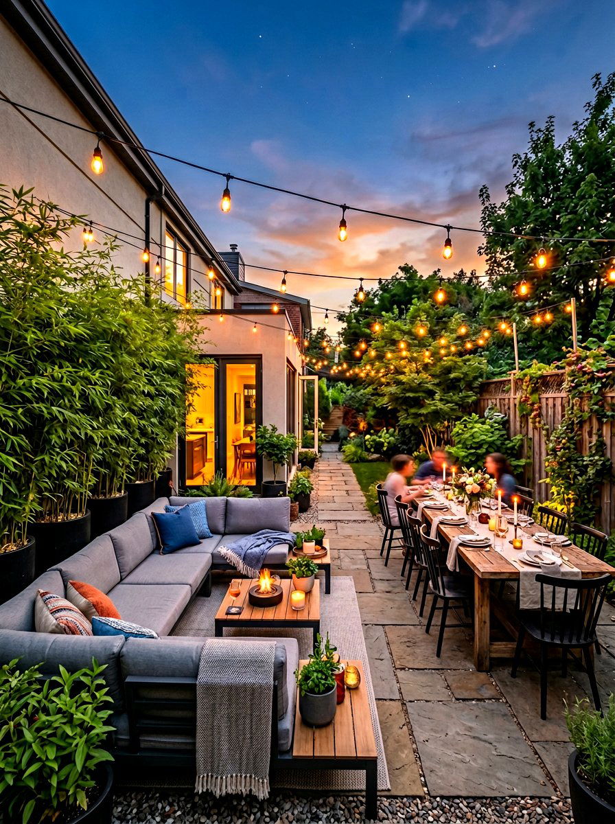 Long narrow patio layout - 30 narrow room decorating ideas