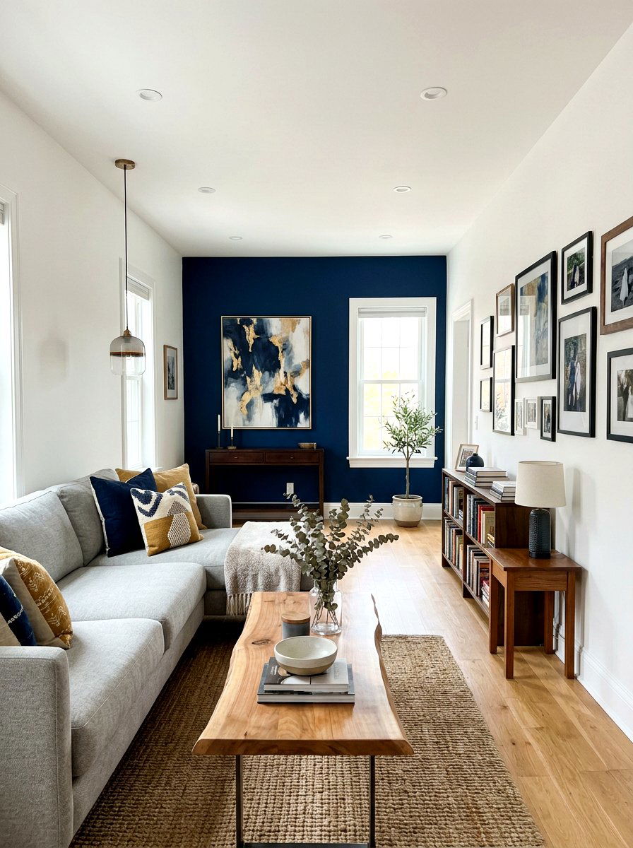 Long room accent wall - 30 long living room ideas