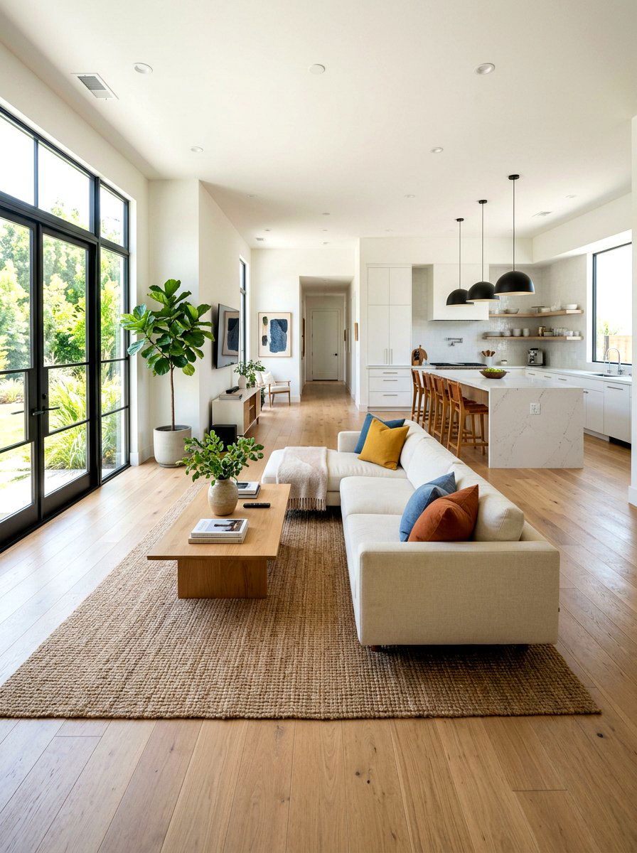 Long room open concept floor plan - 30 long living room ideas