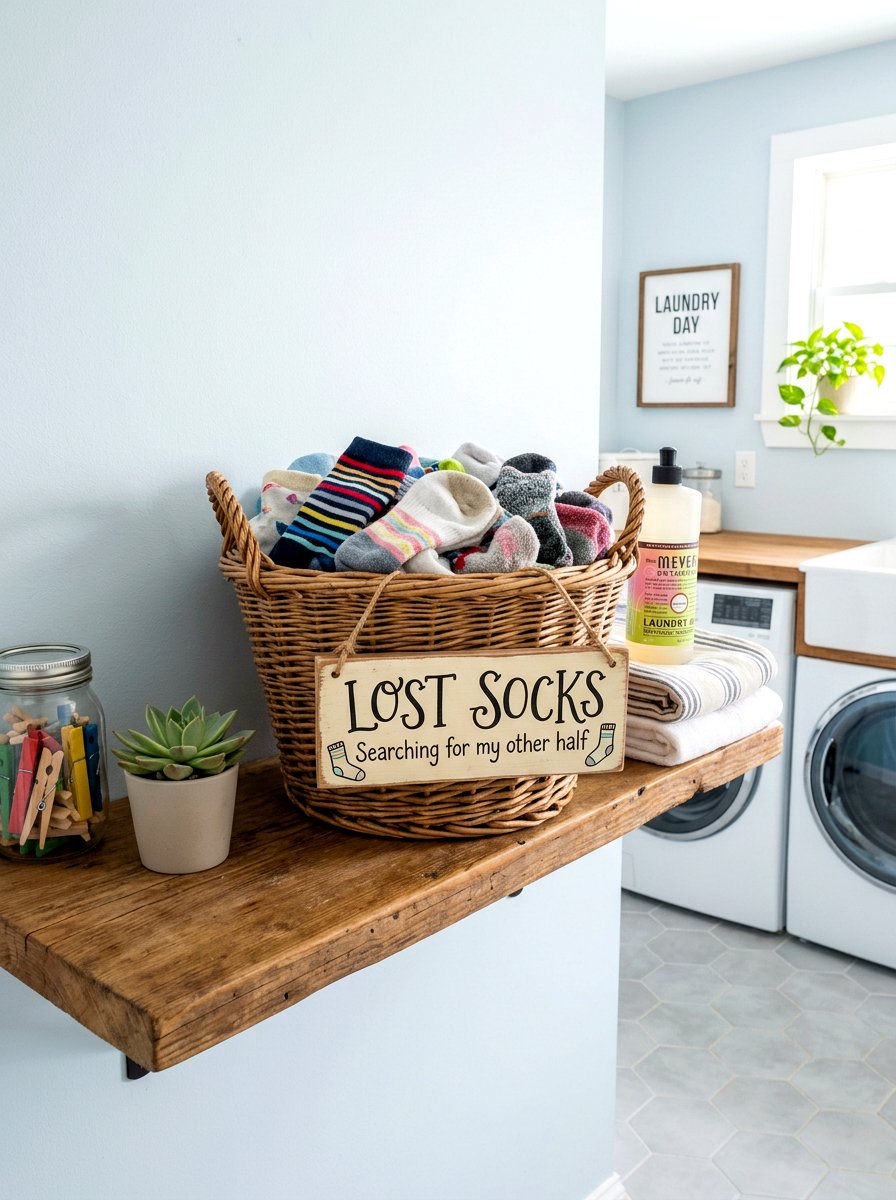 Lost Sock Basket - 30 laundry room organization ideas